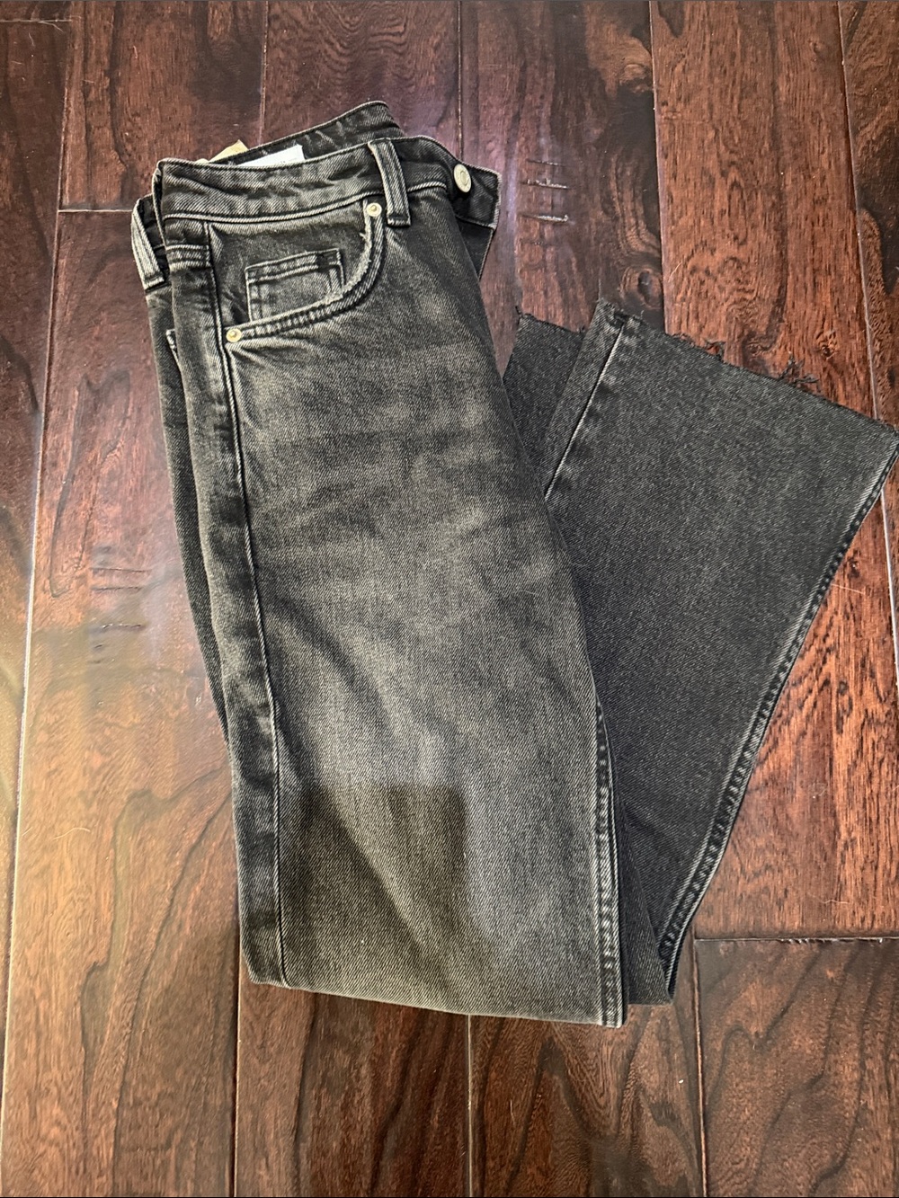 Zara Straight Leg Jeans in Washed Black Gray
